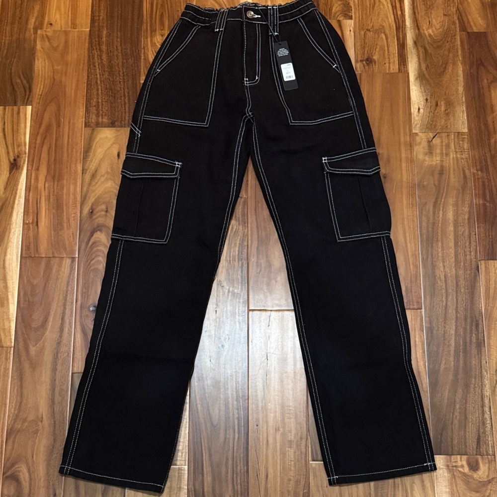 Women Black Cargo Pants size 0